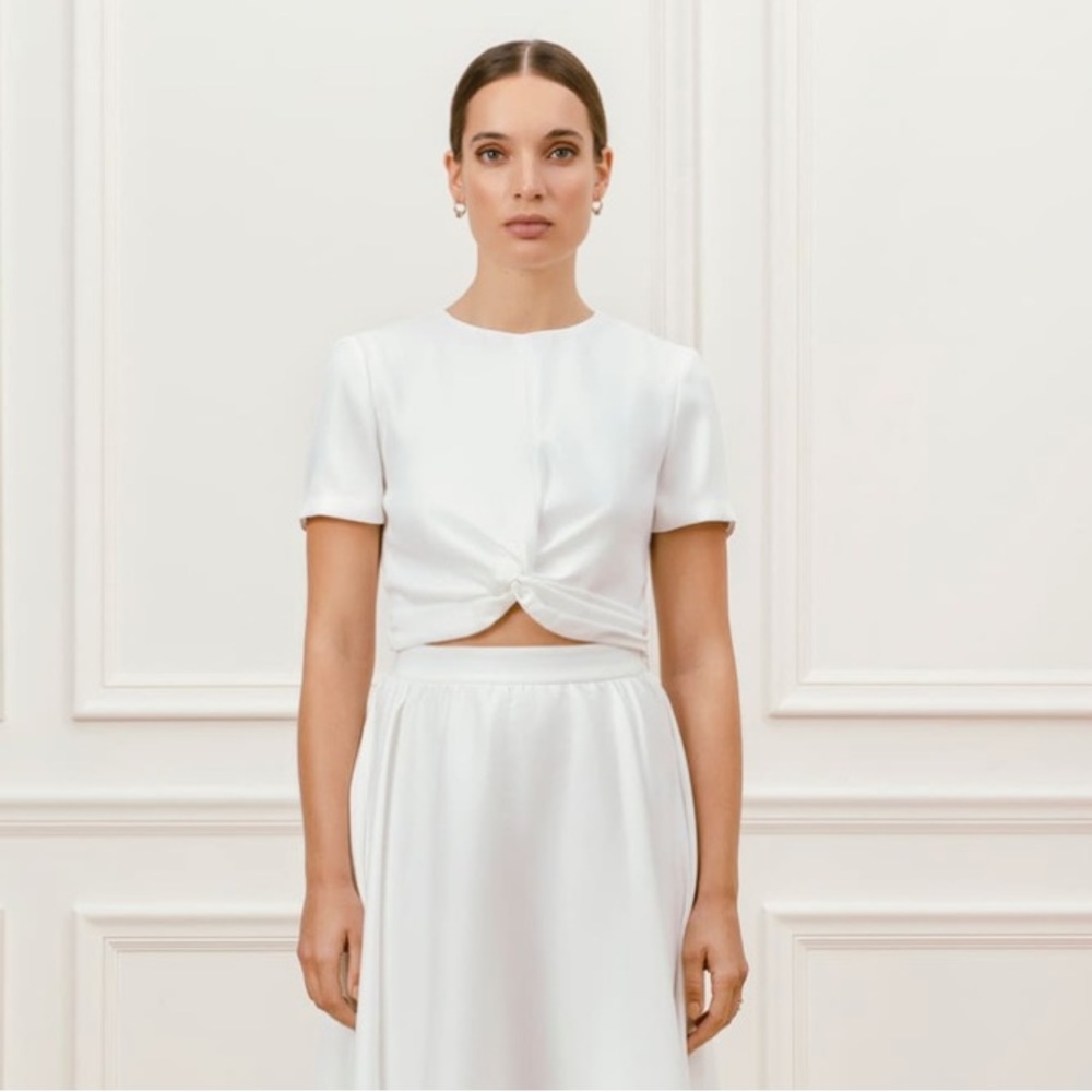 By Malina Bridal Justine Crop Top L, twist top, short sleeve